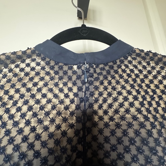 Self Portrait Navy Hudson Lace Cotton Top, size 2 - Picture 7 of 11